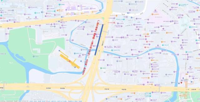 广州大道南交通优化路段示意图